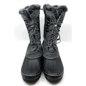 Lands' End Women's Squall Snow Pack Mid Calf Bungee Boots Sz 11B Gray Suede